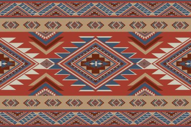 Klasik soyut etnik kalıplar. Yerli kabile süsü kusursuz. Arka plan giysileri, tekstil, duvar kâğıdı, ambalaj için Aztek geometrik navajo nakış tasarımı