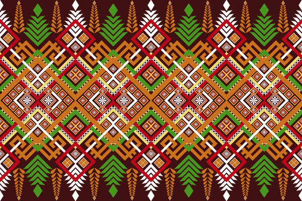 Traditional Abstract Geometric ethnic Pattern. Oriental Tribal Embroidery fabric design for background or carpet, wallpaper, batik wrapping, curtain design, vector illustration.