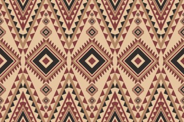 Vintage Ethnic pattern in tribal. Embroidery geometric ornament seamless textile print. Aztec Style, Abstract Background,  Texture pattern design. Vector illustration