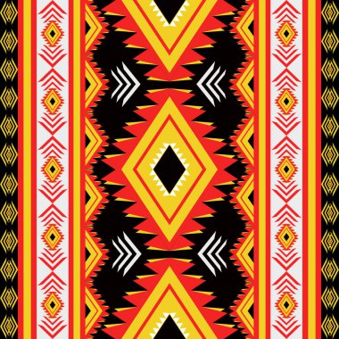 Yerel renkli soyut kabile kumaşı. Geometrik Etnik model. Süslü Güney Batı dekoratif tarzı nakış. Geleneksel Aztek Navajo geçmişi. Battaniye, halı, duvar kağıdı, giysi tasarımı