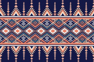 Klasik soyut etnik model. Geometrik oryantal kabile mavi arka plan halk nakışı Navajo tekstil tarzı. Nakış Aztek stili. Arkaplan, duvar kağıdı, kumaş, giysi, Sarong için tasarım