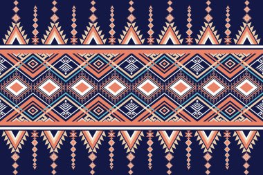 Geometrik soyut, pürüzsüz etnik model. Geometrik oryantal kabile mavi arka plan halk nakışı Navajo tekstil tarzı. Nakış Aztek stili. Duvar kağıdı, Batik, giysi, Sarong için tasarım