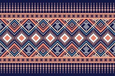 Retro geometrik soyut, pürüzsüz etnik model. Geometrik oryantal kabile mavi arka plan halk nakışı Navajo tekstil tarzı. Nakış Aztek stili. Duvar kağıdı, Batik, giysi, Sarong için tasarım