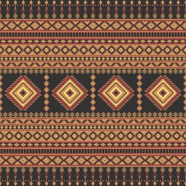 Sarı geometrik soyut, pürüzsüz etnik model. Geometrik oryantal kabile beyaz arka plan halk nakışı Navajo tekstil tarzı. Nakış Aztek stili. Duvar kağıdı, Batik, giysi, Sarong için tasarım