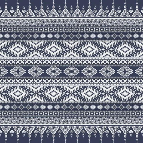 İndigo mavisi soyut geometrik etnik model. Geleneksel çokgen çizgileri. Navajo kusursuz desen. Kumaş desenli giysi perdeleri ve sarong için Aztek sınırı yerli kabile tasarımı. 