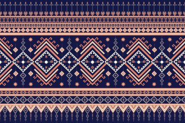 Klasik soyut etnik model. Geometrik oryantal kabile mavi arka plan halk nakışı Navajo tekstil tarzı. Nakış Aztek stili. Arkaplan, duvar kağıdı, kumaş, giysi, Sarong için tasarım