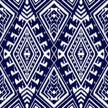 Ikat şablonu kusursuz arkaplan. Beyaz çizgi fırça geometrik tasarımı baskı, duvar kağıdı, sarong, batik, ipek