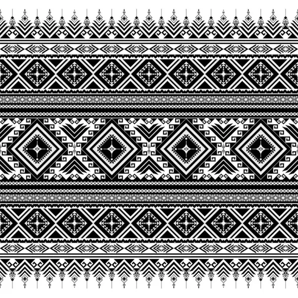 Siyah ve beyaz soyut etnik geometrik sanat. Tek renkli kabilenin kusursuz deseni. Aztek halk nakışları. Geleneksel Afrika çizgileri. Halı, kapak, duvar kağıdı, ambalaj, kumaş için tasarım