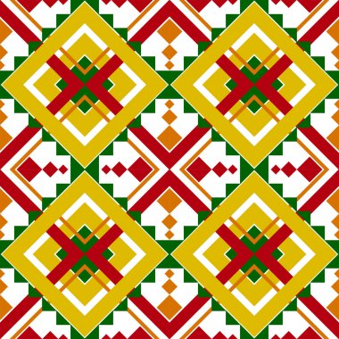 Renkli soyut geometrik etnik model. Yerli kumaş ev dekorasyonu geleneksel nakış deseni. Etnik, kusursuz bir geçmişi var. Duvar kağıdı, tekstil, kumaş, ambalaj için tasarım. Görüntü arkaplanı