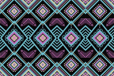 Yerli soyut etnik geometrik güzel renk deseni. Kusursuz bir kabile geçmişi var. Aztek halk nakışları. Geleneksel Afrika çizgileri. Halı, kapak, duvar kağıdı, ambalaj, kumaş için tasarım