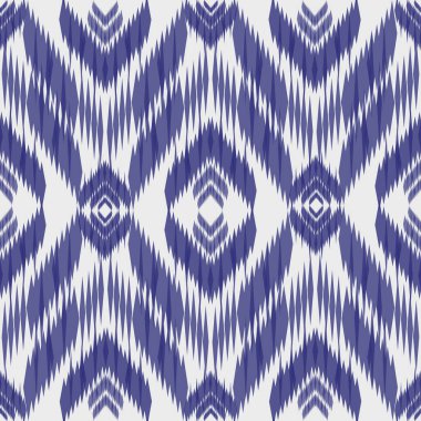 Yerli soyut geometrik Ikat deseni pürüzsüz. Etnik Aztek kumaşı kabilesi Hint Afrika geleneksel tekstil deseni. Klasik soyut folklor süslemesi işlemeli arka plan. Vektör illüstrasyonu.