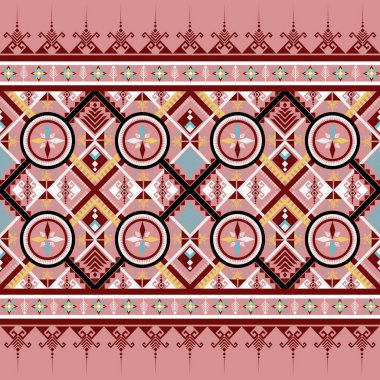 Klasik Soyut Geometrik Etnik desenler kusursuz. Etnik Aztek kumaşı kabilesi Hint Afrika geleneksel tekstil deseni. Klasik soyut folklor süslemesi işlemeli arka plan. Vektör illüstrasyonu.