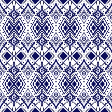 Soyut geometrik Ikat deseni pürüzsüz. Etnik Aztek geleneksel kumaşı, kabile. Hint Afrika Tekstil deseni. Klasik folklor süsü, nakış arkaplan