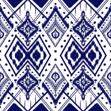 Soyut geometrik Ikat deseni pürüzsüz. Etnik Aztek geleneksel kumaşı, kabile. Hint Afrika Tekstil deseni. Klasik folklor süsü, nakış arkaplan