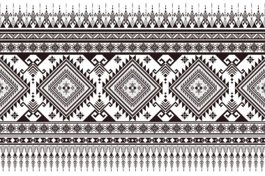 Soyut siyah-beyaz kabile şablonu. Aztek kabilesinin kusursuz bir geçmişi var. Geleneksel geometrik nakış deseni. Giysi, kumaş, sanat, duvar kağıdı, tekstil, ambalaj tasarımı.