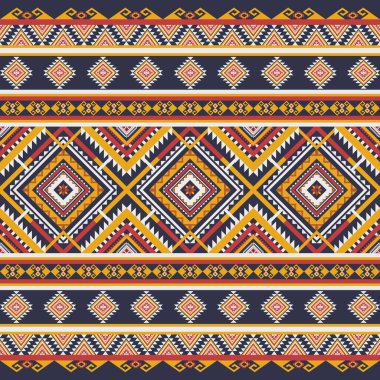 Soyut renkli etnik şablon. Aztek tarzı kusursuz bir kabile geçmişi var. Geleneksel geometrik nakış deseni. Giysi, kumaş, sanat, duvar kağıdı, tekstil, ambalaj tasarımı.