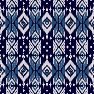 Geleneksel soyut geometrik Ikat deseni pürüzsüz. Etnik Aztek, Kızılderili kabilesi ve Afrika yerli tekstili. Arkaplan soyut folklor süslemesi işlemeli arka plan. Vektör illüstrasyonu