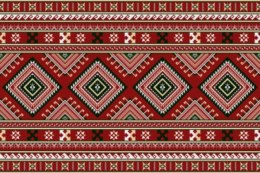 Soyut renkli etnik şablon. Aztek tarzı kusursuz bir kabile geçmişi var. Geleneksel geometrik nakış deseni. Giysi, kumaş, sanat, duvar kağıdı, tekstil, ambalaj tasarımı.