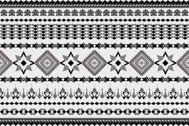 Yerli güneybatı kabilesinin kusursuz deseni. Soyut siyah-beyaz etnik model. Aztek kabilesinin kusursuz bir geçmişi var. Geleneksel geometrik nakış. Kumaş kumaş duvar kağıdı tekstil ambalajı için tasarım
