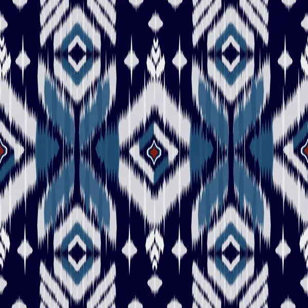 Geleneksel soyut geometrik Ikat deseni pürüzsüz. Etnik Aztek, Kızılderili kabilesi ve Afrika yerli tekstili. Arkaplan soyut folklor süslemesi işlemeli arka plan. Vektör illüstrasyonu