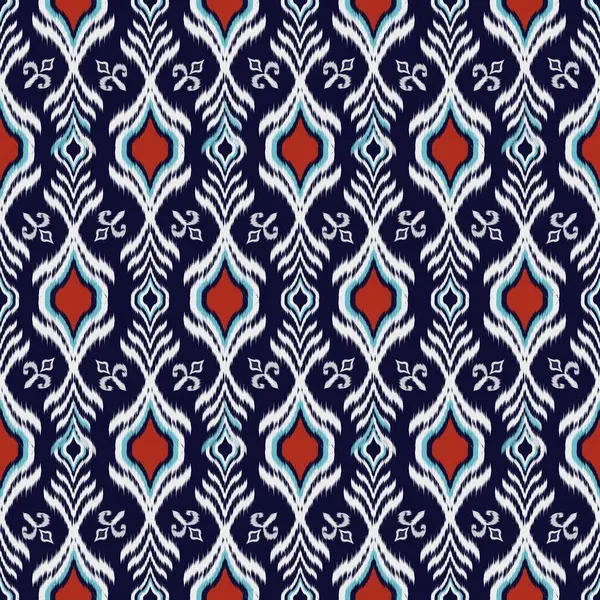 Geleneksel soyut geometrik Ikat deseni pürüzsüz. Etnik Aztek kabilesi Kızılderili, Afrika kökenli tekstil. Klasik soyut folklor süslemesi işlemeli arka plan. Vektör illüstrasyonu