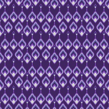 Yerli Mor Soyut Geometrik Ikat deseni pürüzsüz. Etnik Aztek, Kızılderili kabilesi, Afrika kökenli tekstil. Arkaplan, duvar kağıdı, halı, Vektör illüstrasyonu için kenar folklor süsü