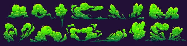 Поганий Запах Зелений Дим Токсичні Хмари Ізольовані Набір Мультфільм Векторний — стоковий вектор