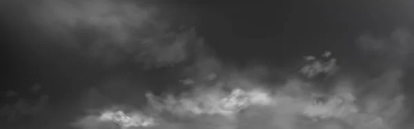 云彩或天空单色背景 现实的云雾般的纹理 黑白的恐怖的雾 多云的天空 抽象的自然景观 水平背景 矢量图解 — 图库矢量图片