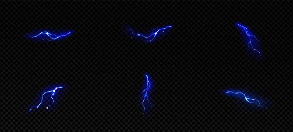 Lightning Effect Blue Small Thunderstorm Strikes Realistic Vector Impact Crack — Stock Vector
