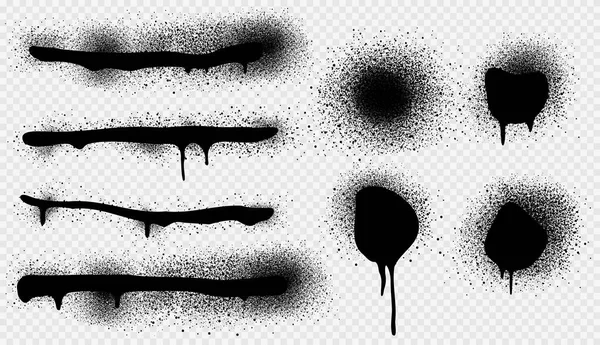 Набір Чорних Плям Фарби Png Ізольовано Прозорому Фоні Векторні Ілюстрації — стоковий вектор