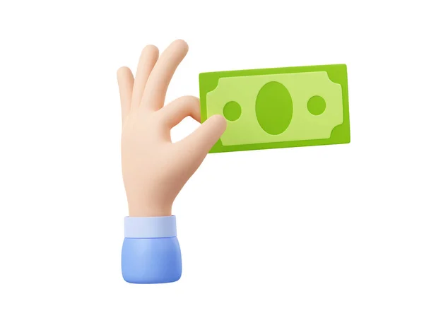 Render Mão Com Conta Dinheiro Empresário Palma Segurando Nota Dólar — Fotografia de Stock