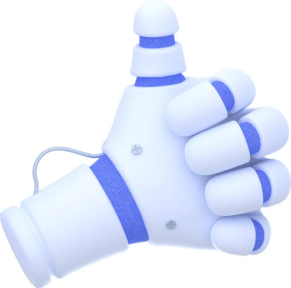 Robot Hand Med Tummen Upp Gest Cyborg Eller Bionic Mekanisk — Stockfoto