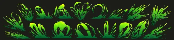 Ensemble Éclaboussures Liquide Toxique Vert Boue Peinture Isolées Sur Fond — Image vectorielle