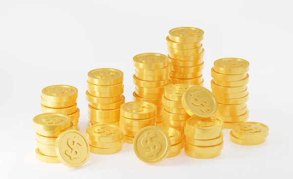 Ilustracja Stos Monet Dolarowych Izolowane Białym Tle Stos Złotych Metalowych — Zdjęcie stockowe