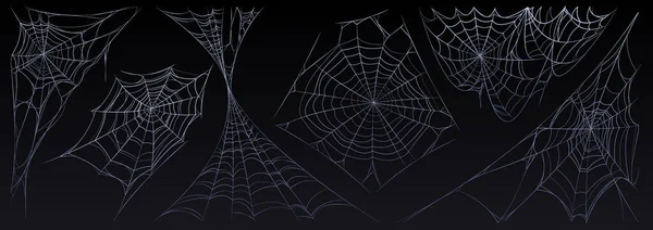 Spinnennetz Halloween Set Spinnweben Gruselige Insektennetz Designelemente Für Grußkarten Beängstigend — Stockvektor