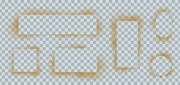Arany Festékszóró Keretek Stencil Sablonok Fröccsenő Textúrával Absztrakt Határok Különböző — Stock Vector