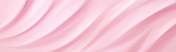 奶油质感 粉红的化妆品 凝胶或冰淇淋背景 有光滑的波纹和波纹 草莓化妆品 润肤膏 奶油甜点 现实的3D矢量水平背景 — 图库矢量图片