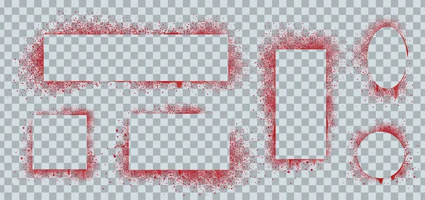 Рамки Распылительной Краски Красная Кисть Трафаретные Граффити Границы Квадратные Овальные — стоковый вектор