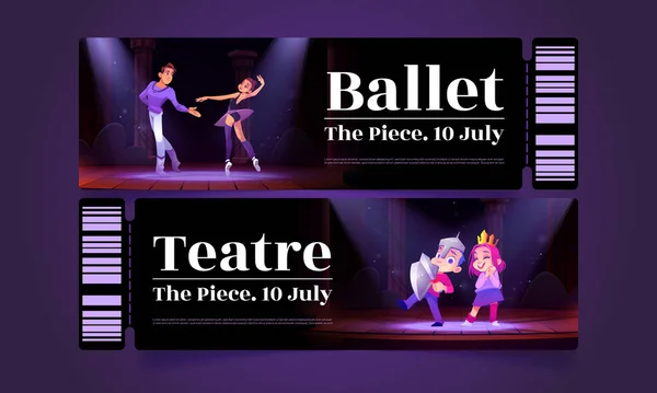 Billets Pour Danse Ballet Spectacle Théâtre Pour Enfants Modèle Coupons — Image vectorielle