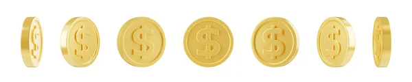Renderizar Moneda Oro Rotar Hoja Animación Sprite Dolar Oro Chip — Foto de Stock