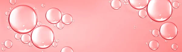Rosafarbener Hintergrund Mit Wassertropfen Horizontaler Hintergrund Mit Sphärischen Wasserblasen Feuchte — Stockvektor