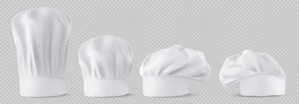 Шапки Шеф Кухарів Шапки Приготування Їжі Пекарні Реалістичний Макет Білий — стоковий вектор
