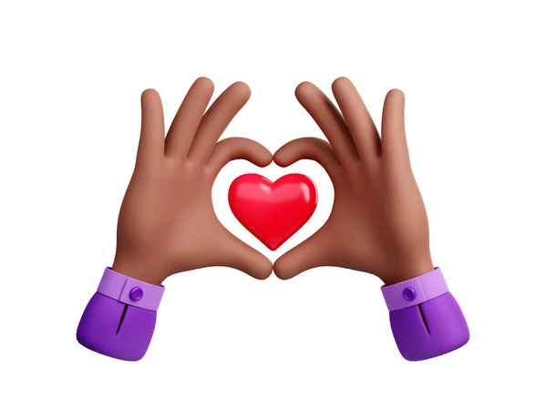 Mãos Gesto Com Coração Vermelho Centro Ícone Amor Cuidado Caridade — Fotografia de Stock
