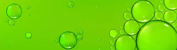 Voda Kape Zelené Pozadí Dešťové Kapky Leskem Světelným Odrazem Bubliny — Stockový vektor