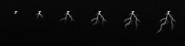 Блискавки Вражають Анімацію Спрайтовим Листом Грім Кадр Послідовності Ефекту Vfx — стоковий вектор