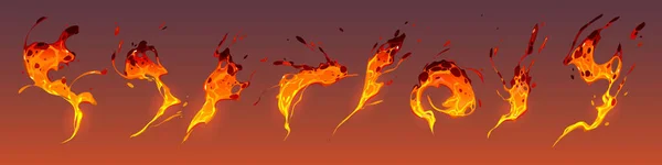 Vloeibare Lava Spat Met Vuur Druppels Gesmolten Magma Golven Spatten — Stockvector
