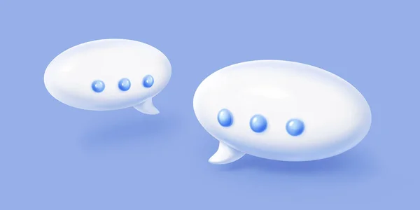 Rendere Bolle Chat Isolati Palloncini Comunicazione Bianchi Dialogo Parlare Messaggio — Vettoriale Stock
