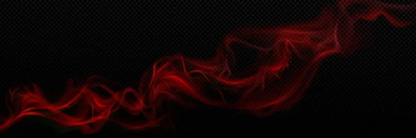 Rote Rauchspur Realistischer Parfümgeruch Kurvenmagischer Wirbeleffekt Mysteriöse Wirbel Oder Zauberspuren — Stockvektor