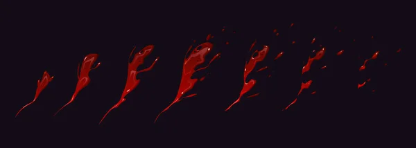 Bloed Splash Animatie Sprite Blad Cartoon Rode Vloeistof Wervelt Dynamische — Stockvector
