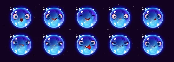Personaje Estrella Supergigante Azul Con Diferentes Expresiones Faciales Iconos Con — Vector de stock